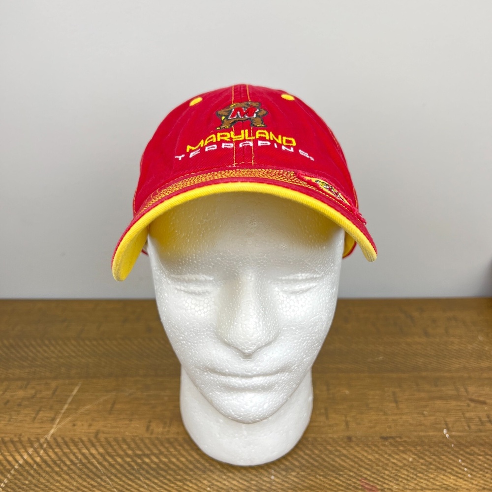 Maryland Terrapins Hat Red Yellow‎ Baseball Cap Spell Out Adjustable Strapback - Picture 5 of 10